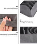 Nine Compartment Fabric Drawer Organizers Designed For Sick Bedroom Storage Setup Straight Up Game Changing Closet Solution with gray compartment design.