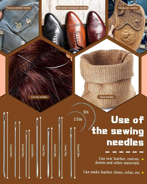 Zoomed view of 218 Yards Top Shelf Waxed Leather Thread With Heavy Duty Sewing Needles for leather sewing and repairs.