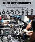 Mechanic using Five Size Car Wire Loom Clips Kit With Push In Design For Storing, Protecting And Tidying Cables on engine