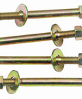 Beefy Half Inch Hex Head Bolt With Nylon Lock Nut And Large Washer Kit In Colored Galvanized Alloy Steel Grade Five Four Pack For Heavy Duty Projects And Reliable Fastening, bolts shown