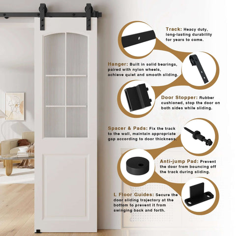 7.5 Foot Sliding Barn Door Hardware Kit For Double Doors 22.5 Inch Wide Panels Heavy Duty Track System With Smooth Quiet Operation