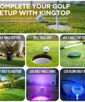 Collage of golf equipment, featuring Outdoor And Indoor Practice Golf Hole Cups For Putting Green 4 Inch Depth Two Pack Ivory White USGA And PGA Pro Grade Ready Four And A Quarter Inch Outer Diameter One Inch Center Hole Sturdy ABS.