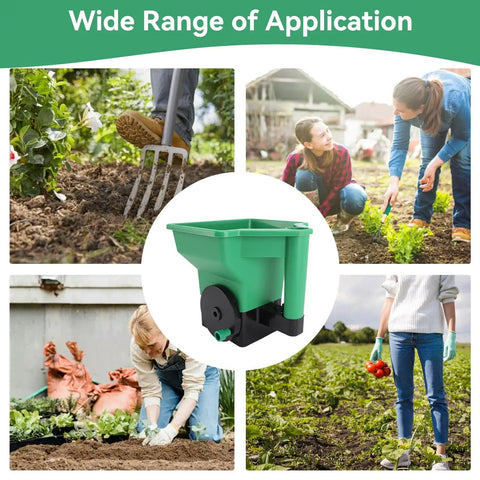 3L Handheld Lawn And Garden Spreader For Easy Seeding And Fertilizing in garden scenes with adjustable flow control