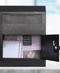 Key Drop Box Wall Mount With Lockable Mail Slot For Cash Deposits, Secure Business Depository Safe, Indoor Use, Black Finish, 0.43 Cubic Feet