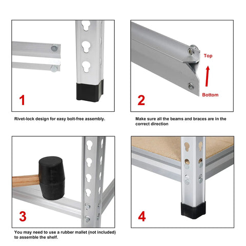 Rock Solid Five Tier Aluminum Storage Shelving Rack With Adjustable Heavy Duty Platforms For Garage Workshop And Home Top Notch Frame Handles Massive Loads Quick No Sweat Snap Together Setup Keeps Mess Out Of Sight Daily