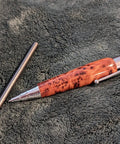Top Shelf Chrome Woodturning Hardware Kit Pencil And Pen Project Set Three Piece Collection with chrome pen and metal tube.