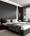 Slick Self Adhesive Black Silk Wallpaper Peel And Stick With Embossed Texture for bedroom walls, removable and waterproof vinyl.
