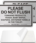 Two Pack Do Not Flush Sign For Bathroom Self Adhesive Aluminum Metal Sign With Brushed Aluminum Black Finish 9 By 6 Inches