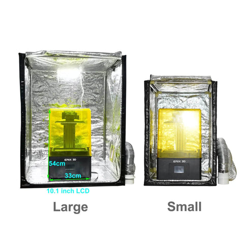 Two 3D Printer Enclosures With Ventilation Kit And LED Lighting For FDM DLP SLA LCD Printers, size comparison