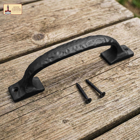 Twisted Grip Mystic Colonial Rustic 6.5 Inch device Barn Door Handle Pull For Sliding Barn Doors Built Tough With Black Wrought Iron For Wooden Gates Garages Sheds And Farmhouse Furniture