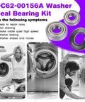 Premium Heavy Duty Replacement Washer Tub Bearings And Seal Kit For Samsung Front Load Washers, includes two steel bearings and seal.