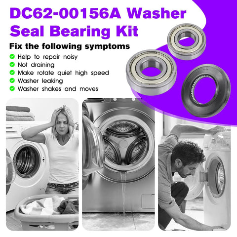 Premium Heavy Duty Replacement Washer Tub Bearings And Seal Kit For Samsung Front Load Washers, includes two steel bearings and seal.