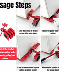 Heavy Duty Furniture Dollies Set With Lever And Four Sliders Supports Up To 300 Lbs For Moving Sofas Fridges And Kitchen Appliances A3 Steel Construction Floor Protector Appliance Lifter Kit usage steps with crowbar and pulley load plates.