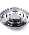 Magnetic Tray Set For Mechanics Gearhead Favorite 3 Piece Round Stainless Steel Magnetic Parts Tray Kit In 3 In 4 In And 6 In Sizes