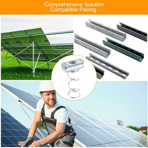 Heavy Duty Carbon Steel Strut Spring Nuts Zinc Plated Long Channel Hardware For Solar Panel Mounts Built Tough As Nails Rock Solid Corrosion Resistant Pro Level Setup