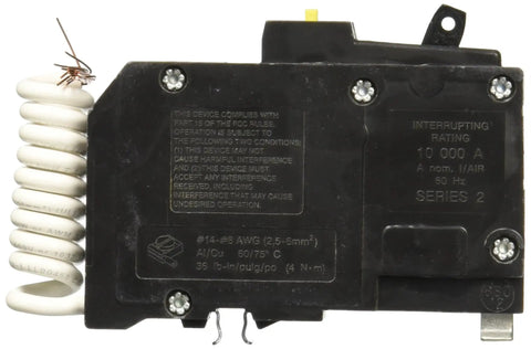 Side view of QO Style GFCI Circuit Breaker 30 Amp 1 Pole Model QO130GFI For Home Panels, showing wiring and specifications.