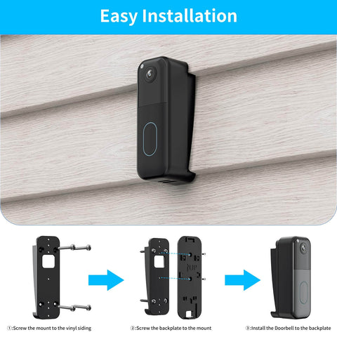 Vinyl Siding Mount For All New 2nd Gen Video Doorbell Camera, Adjustable Corner Wedge Kit For 4 Inch Standard Vinyl Siding, Black