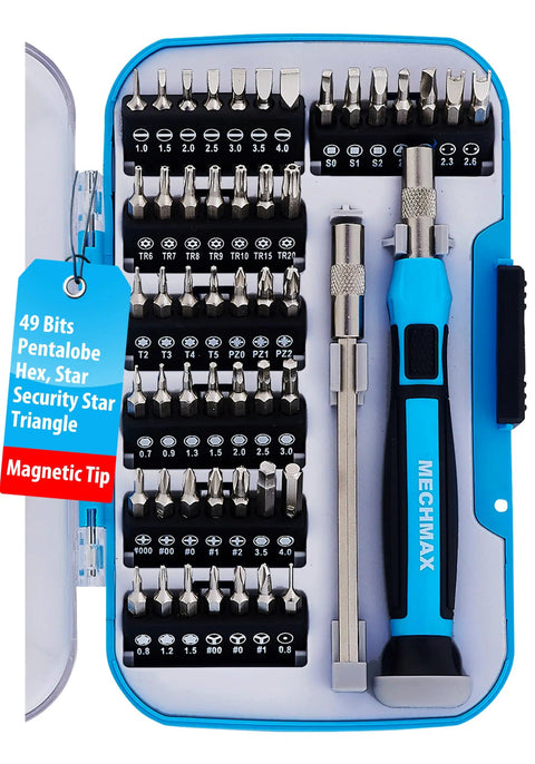 Pro Grade All In One Magnetic Precision Screwdriver Set With 51 Pieces For Electronics Repair Including Security Star And Pentalobe Bits