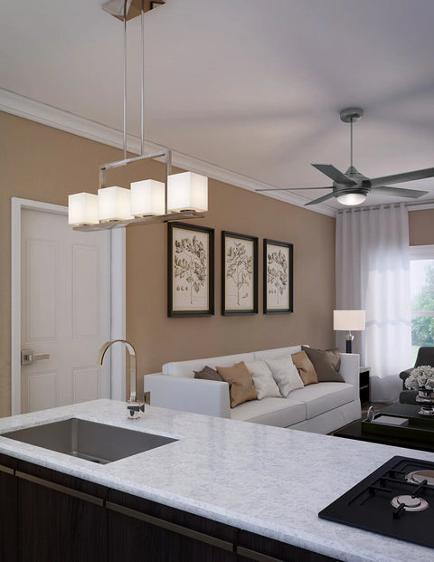 Karsen Traditional 4 Light Indoor Pendant Dimmable Frosted Glass For Entryways Dining Rooms Foyers In Polished Chrome over kitchen area