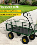 Beefy 900 Lbs Heavy Duty Garden Cart Wagon With Removable Mesh Sides on pathway, shown in side view