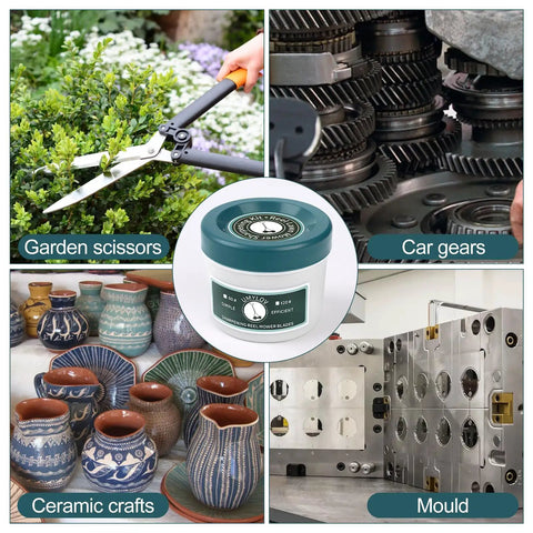 2 Pack Reel Lawn Mower Sharpening Kit With 80 Grit And 120 Grit For DIY Backlapping And Maintenance Includes 350 Grams Backlapping Compound For Budget Friendly Sharpening And Smoother Cut. shown with reel mower compound, garden scissors, car gears, ceramic crafts, and mould
