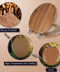 Round Toilet Seat Made From Molded Wood With Zinc Alloy Hinges For No Fuss Quick Install And Easy Cleaning Anti Pinch Design Natural Finish