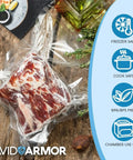 Beefy Heavy Duty Vacuum Sealer Bags 6x10 And 8x12 Inches, 280 Pack BPA Free Pouches with frozen meat inside
