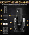 Diagram illustrating the Beefed Up Slim Impact Universal Joint Set With One Half Inch Three Eighths Inch And One Quarter Inch Socket Swivels For Narrow Spaces Chrome Molybdenum Steel Full Impact Grade Matte Black Chrome Finish Ball Spring Design Delivers 360 Degree Rotation components with ball spring design.