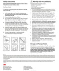 Instruction sheet for 3M Disposable Respirator 1870+ showing fitting, warnings, and storage guidelines with diagrams.