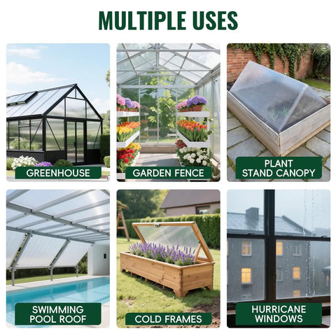 Six Pack 6 Ft By 2 Ft Twin Wall Polycarbonate Panels 0.24 Inch All Season UV Protected Roof Sheeting For Greenhouse Covering And Outdoor Garden Projects Easy Install