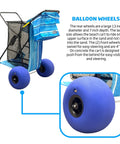 Heavy Duty Folding Beach Cart With Balloon Wheels Ocean Utility Carrier For The Sand 13 Inch By 7 Inch Sand Wheels Blue