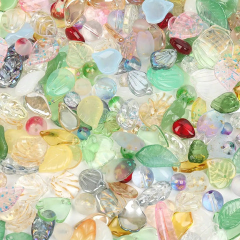 Handcrafted Lampwork Glass Beads Mixed Leaf And Floral Millefiori Spacer For Jewelry Making Hairpin Diy Craft Supply 42G Pack Add Some Style To Your Creations Super Sparkly And Easy To String