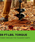 Person using 82V Brushless Earth Auger Power Head With 4.0Ah Battery And Dual Port Charger for post hole digging in soil