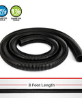 Eight Foot Universal Vacuum Hose For Wet Dry Vacuums With Two And A Half Inch Inlet Compatible With Rigid Dewalt Husky Craftsman Bauer Masterforce Vacuums Includes Dual Function Adapter For Extra Length coiled hose