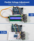 Portable Maker Friendly Breadboard Power Supply With Built In Rechargeable Battery, 5V 1.5A And 3.3V 1A USB Outputs connected to Arduino
