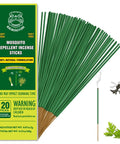 Outdoor Mosquito Repellent Incense Sticks, 120 Pack With Natural Citronella, Lemongrass And Rosemary Essential Oils, DEET Free, shown with packaging