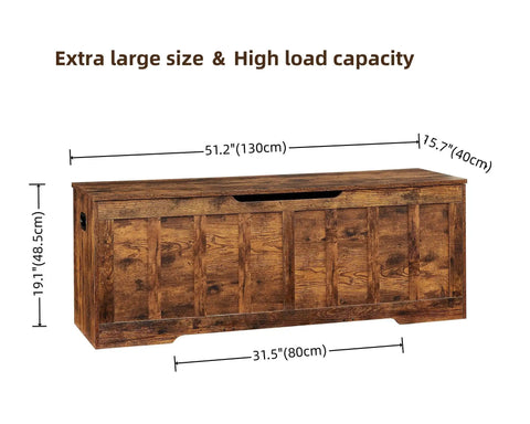 Extra Large Wooden Storage Bench With Seat Lid, Rustic Brown Entryway Organizer And Blanket Box, Super Spacious Furniture To Hide Your Daily Gear While Adding Major Cozy Vibe And Practical Charm