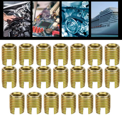 Self Tapping Thread Inserts Kit With Carbon Steel And Brass Industrial Grade Easy Install Vibration Resistant 20 Pieces Fits M50.8 To M81.0 Heavy Duty For Automotive And Industrial Machinery brass inserts