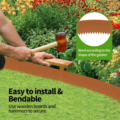 Heavy Duty Steel Landscape Edging Kit With 40 Inch By 8 Inch Panels Hammer In Bendable Metal Garden Border Strips installation