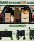 Heavy Duty Foldable Wagon Cart With Wheels 450 Lb Capacity Lightweight Portable Utility Wagon With Two Cup Holders For Camping Beach Garden Sports And Grocery shown folded in car trunk
