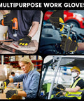 All Purpose Mens Utility Work Gloves With Synthetic Leather Palm For Tough Jobs used in construction and industry work settings