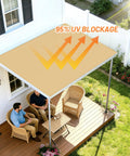 8x12 Ft Sun Shade Cloth With Grommets For Pergola Patio Outdoor installed over patio with wicker chairs, providing 95 Percent UV Protection