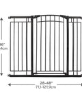 Multi-Use Tall Walk-Thru Baby Gate In Black Metal, Pressure Mount Or Hardware Mount Options, Adjustable 28 To 48 Inch Wide