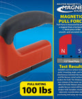 Master Magnetics strong magnet with ergonomic red handle, 100 lb pull, model 07501