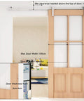 9Ft Stainless Sliding Barn Door Hardware Kit For Single Wooden Door Super Smooth And Quiet Fits 54 Inch Door Panel J Shape Hanger Heavy Duty Stainless Steel Track With Aluminum Rail Holds Up To 220 Lbs installed view