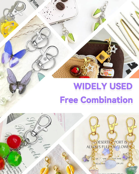 Totally Rad 990 Piece DIY Keychain Craft Kit Featuring Mixed Gold And Silver Assorted Metal Clasps Lobster Hooks And Swivel Snaps For Hella Awesome Charm Jewelry Making And Custom Bag Accessories.