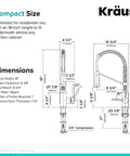 Diagram of Bolden Commercial Style Two Function Pull Down Kitchen Faucet With Single Handle In Matte Black High Arc Open Coil Sprout For A Pro Grade Look About 18.75 Inches Tall With 8.625 Inch Spout Reach Model KPF-1610MB, showing dimensions and design features.