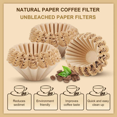 Bulk 100 Count One To Four Cup Disposable Coffee Filters Natural Brown Unbleached Basket Style For Home And Office Use