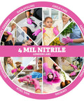 Pink 4 Mil Nitrile Gloves Latex Free Powder Free Chemical Resistant For Estheticians Nail Techs Cleaning Cooking Tattoos Bulk Case Of 1000 used in salon, medical, and kitchen tasks