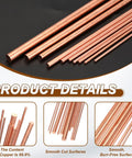 2 Pcs Dope 5.5mm Copper Round Rods, 10.2 Inch Length, 99.9 Percent Pure Copper Bar Stock For DIY Metal Craft, shown in detail